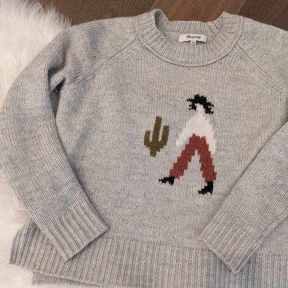 Madewell Cowgirl Sweater Madewell El Rancho Sweater Cowgirl Gray XXS - Picture 2 of 8